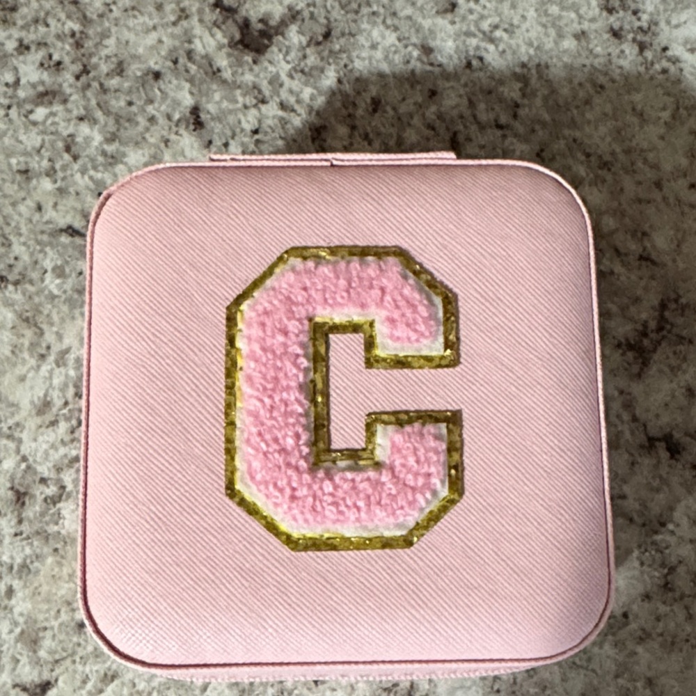 Pink Jewelry Case with Gold Letter C
